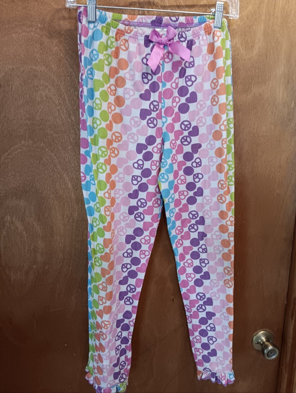 Girls Rainbow Peace Sign Pajama Pants